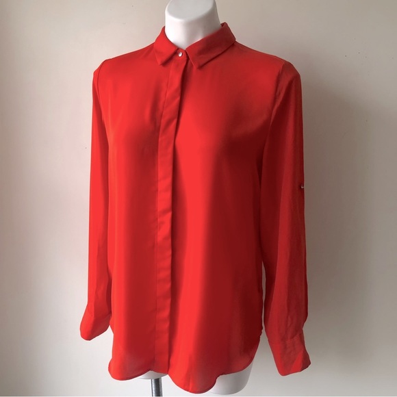 🌼 Mossimo Button Front Long Sleeve Drapey Blouse, M - Picture 3 of 7